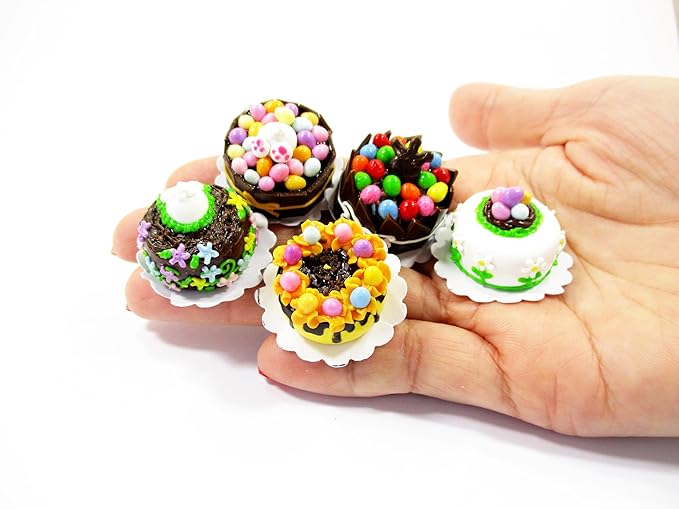 Miniature 5 Easter Cake 1:12 Dollhouse Tiny Food Cake Bakery Charms Supply 16920