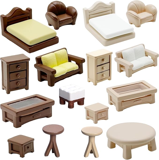 Cayway 16 PCS Fairy Garden Accessories Mini Chairs and Tables, Mini Furniture Accessories for Micro Landscape Decoration