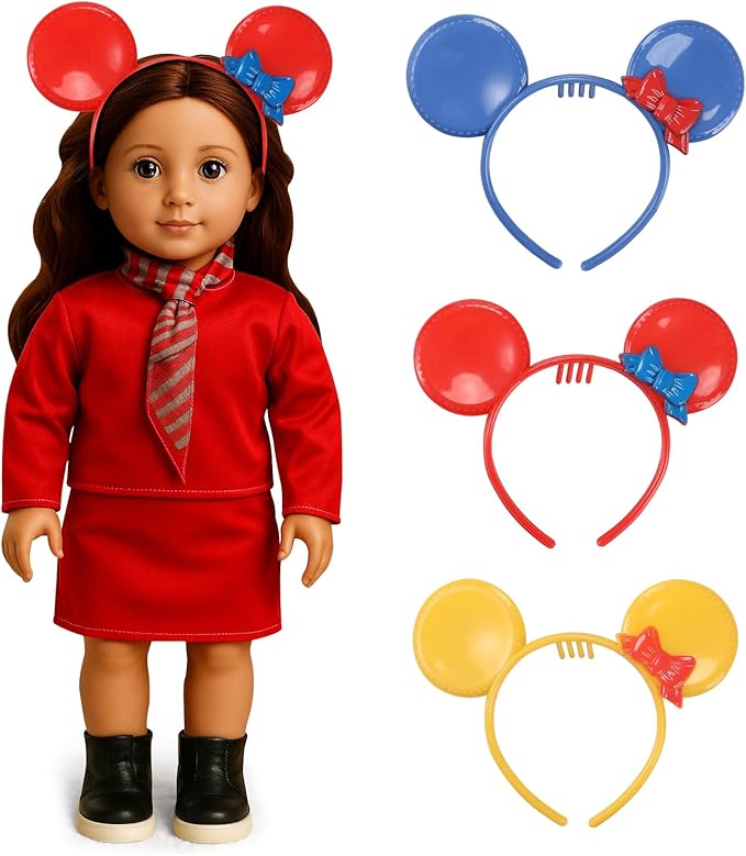 20 Pcs Doll Clothes & Accessories for 18 Inch Dolls – Educational Role Play Gift Set for Girls with 5 Themed Outfits (Graduate, Doctor, Santa, Soccer Player, Flight Attendant), 2 Puppies & 3 Headbands