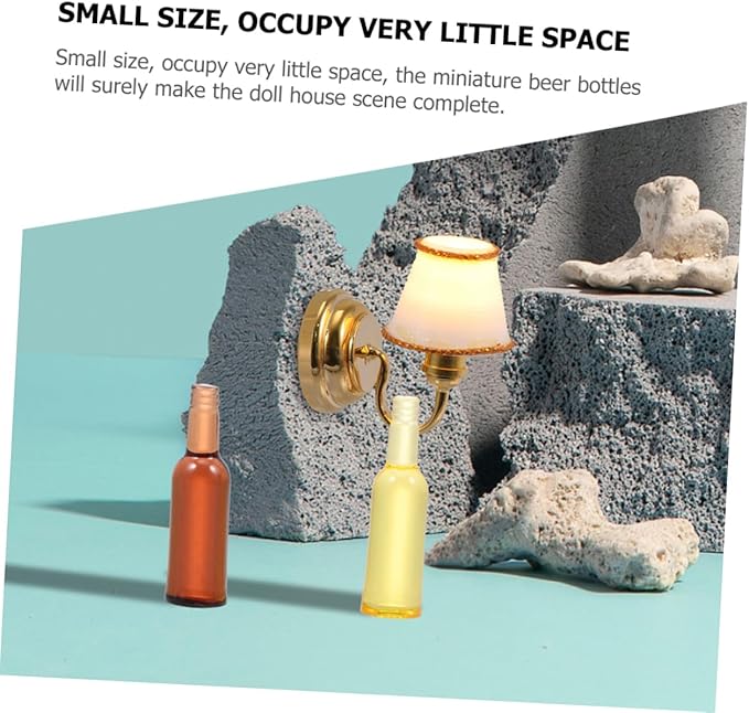 FUNNETOYU 12pcs Mini Beer Bottles Dollhouse Miniatures Wine Bottle Toys for Kitchen Scene Decor
