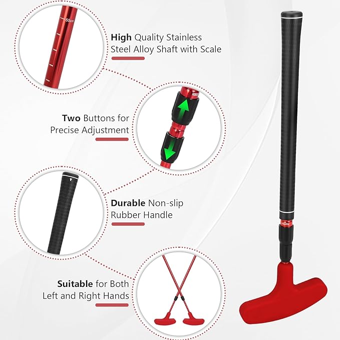 MultiOutools Golf Putters for Men and Women, 2 Pack Adjustable Golf Club Sets with 6 Balls & 2 Flag Cups, Two-Way Mini Putters Training Clubs for Children, Teenagers, Adults