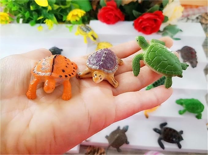 20 Packs Mini Sea Creature Turtle Plastic Toy Set,Ocean Animal Party Favors Cupcake Topper, Classroom Educational Learning Miniature Figurines
