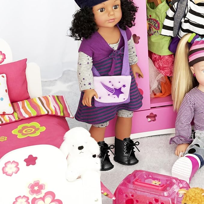Vaguelly Doll Boots High Top Boots Dolls Shoes Doll Snow Miniature Clothing Accessory Mini Shoes Model 18-inch Black