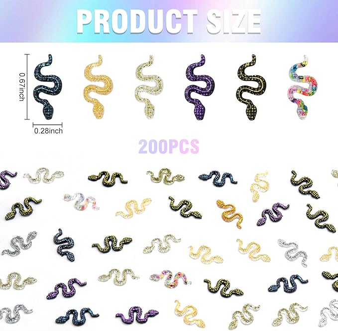 200 Pieces Colorful Mini Snakes Dollhouse Tiny Resin Snakes Micro Fake Snakes for Crafts Dollhouse Fairy Garden Micro Landscaping Decoration Mini Halloween Figurines