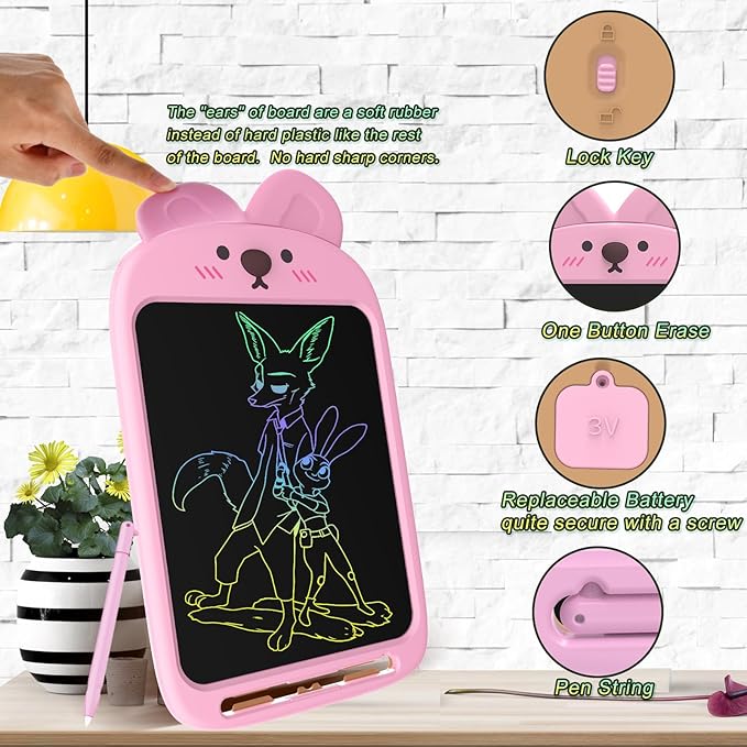 CHAFEGY 10 Inch LCD Writing Tablet, Erasable Doodle Board Toy, Cute Rabbit Drawing Pad for Kids Ages 2-6 - Educational Christmas Birthday Gift (Rabbit)