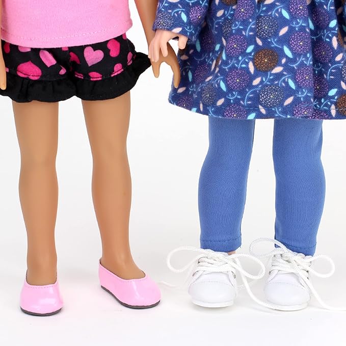 Sophia's 14.5" Doll Set of Shoes - Faux Pink Leather Dress Shoes and White All-Star Canvas Sneakers
