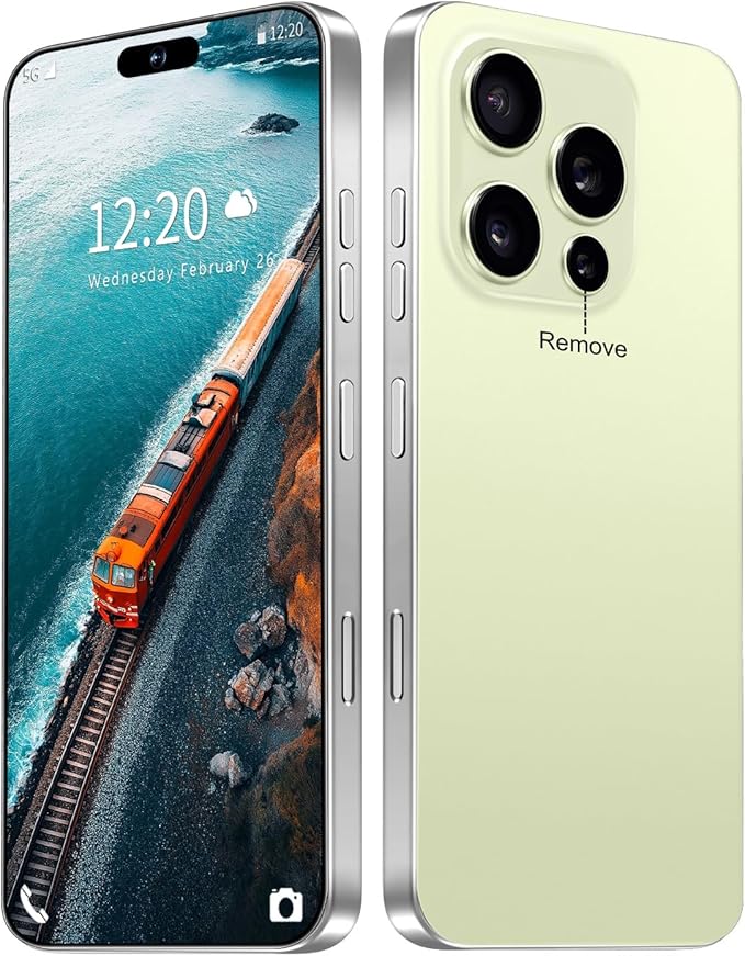 Huness 16PROMA X Smartphone Unlocked Cell Phone,6.99" HD Screen Unlocked Phone,16+512GB Android 14 with 128GB Memory Card,Face ID/Dual SIM/5G/Fingerprint Button Unlock/Photos/GPS (Yellow, 16+512G)