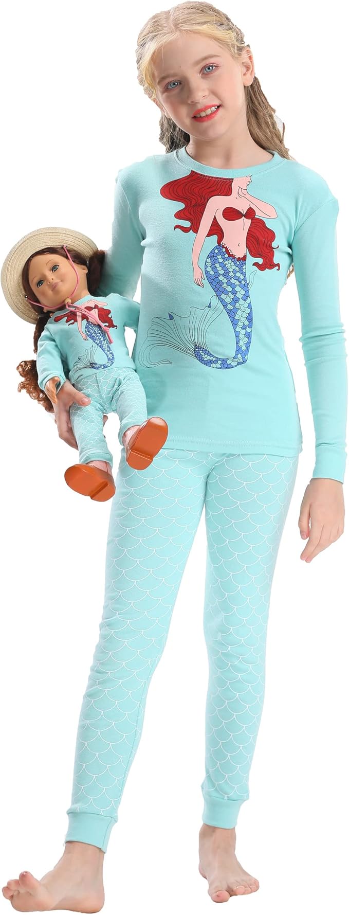 Babyroom Girls Matching Doll&Toddler 4 Piece Cotton Pajamas Toddler Christmas Sleepwear