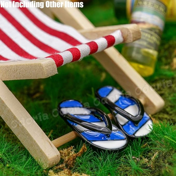 Odoria 1/12 Miniature Beach Flip Flops Dollhouse Decoration Accessories, Blue