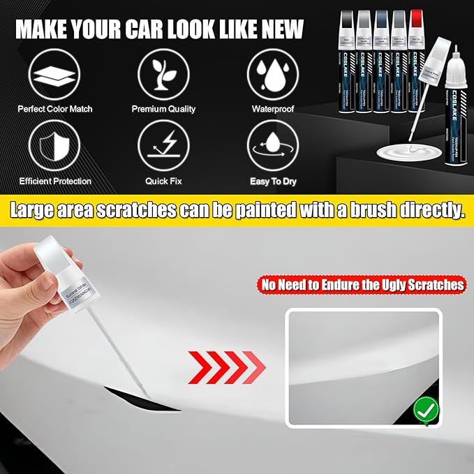 Car Touch Up Paint(Slate Gray Metallic(GNO/WA633D)) for Chevrolet, Car Paint Scratch Repair Kit, Quick & Easy Solution to Repair, 2 in 1 Scratch Remover Pen with Color-Matched