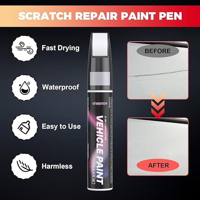 Black Raven(GBA/WA8555) Touch up Paint for Cadillac, Quick & Easy Fix for Car Scratches, 2 in 1 Car Touch up Paint with Pen Tip and Brush, Auto Scratch Repair Pen with Exact Color Match