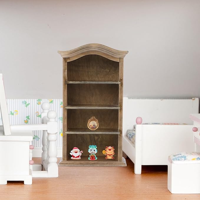Cabilock 1/12 Miniature Shelf Mini Bookshelf Bookcase Doll House Book Shelf Storage Shelf Miniature Book Shelf Doll House Decor(Black)