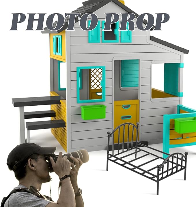 Miniature Metal Bed Frame, Mini Single Doll Bed Model, Dollhouse Furniture Flower Pot Stand for Photo Props, Dollhouse Bedroom Accessories