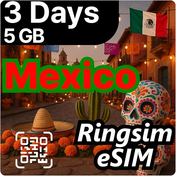 [eSIM] Mexico eSIM | 3DAYS 5GB | 5G, 4G/LTE, Tethering, Hotspot | eSIM with Instant Activation in 10 Minutes | Cancun, Mexico City, Los Cabos | Travel eSIM by Ringsim