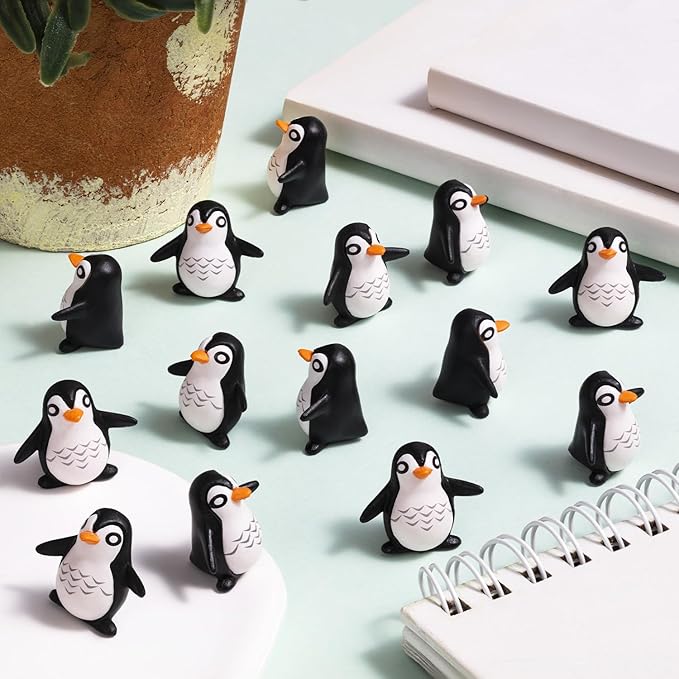 120 Pcs Mini Penguin Resin Figurines, Tiny Animals Miniature Ornaments for Home Decor, Cake Decoration, DIY Crafts