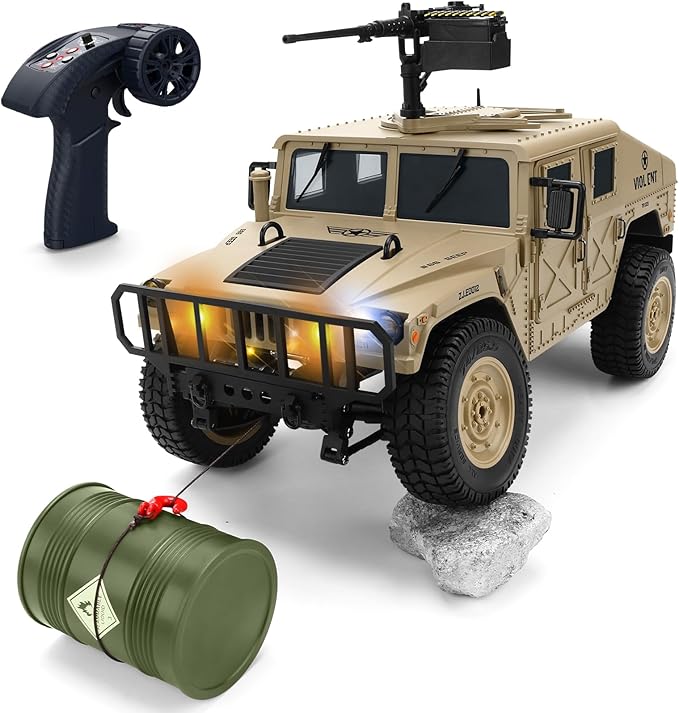 Remote Control Truck-4x4 Off-Road RC Trucks Army Rock Crawler Humme, RTR 40Mins Play Time All Terrain RC Off Road Jeep Cars with Winch,Lights&Openning Door, Military Armored Vehicle Toys Gift for Boys