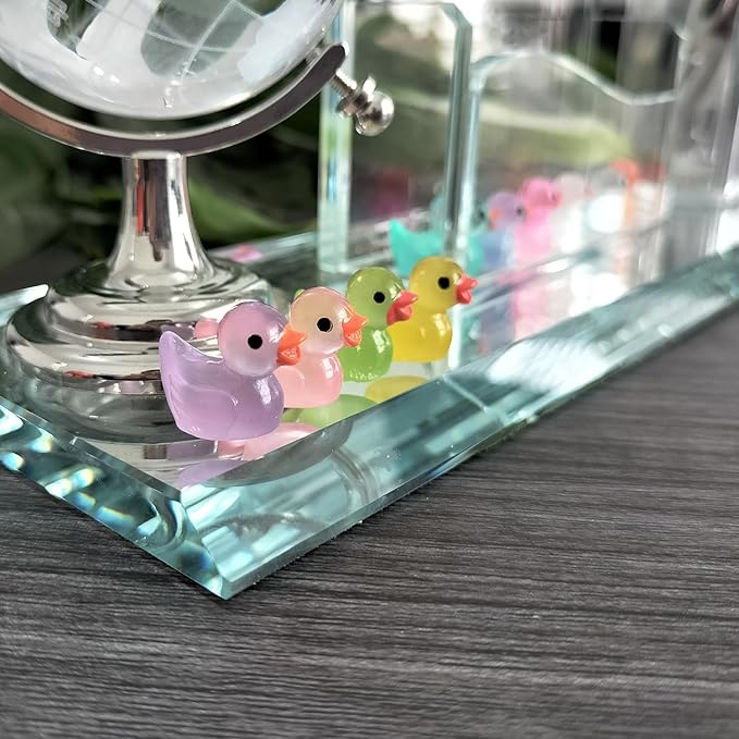100 Pcs Luminous Mini Resin Ducks Tiny Glow in The Dark Duck Micro Garden Landscape Potted Plants Decoration Aquarium Dollhouse Ornament for Family Crafts Decor