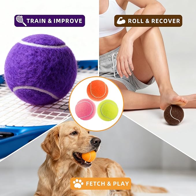 PoyPet 16-Pack Tennis Balls Bulk for Practice,Training and Beginners | Ideal for Dog Fetch,Chew and Play