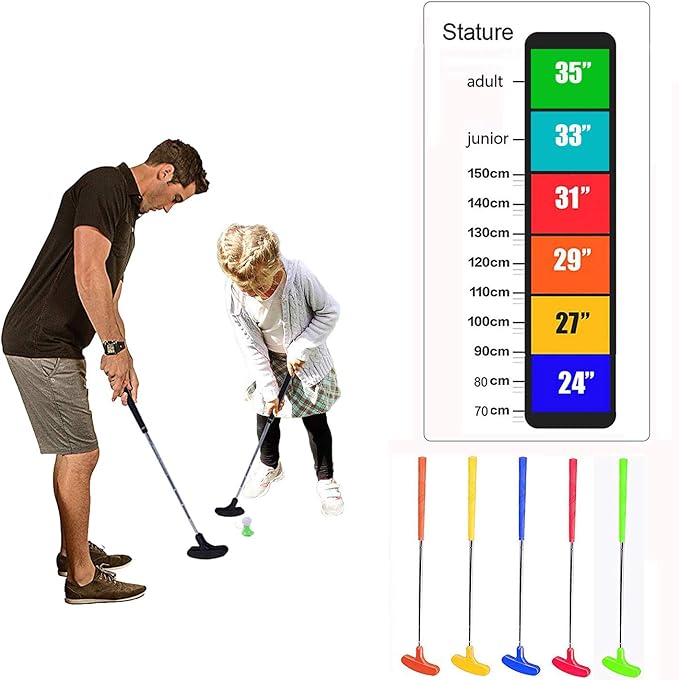 Crestgolf 6pcs Two Way Junior Golf Putter Kids Putter Both Left and Right Handed Easily Use 5 Sizes for Ages 3-5 6-8 9-12 13-15 Adult