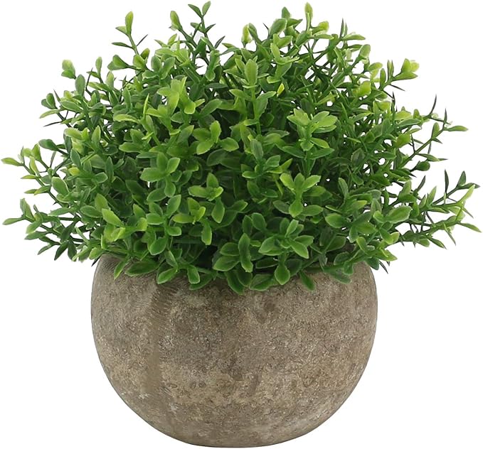 Ogrmar 4PCS Mini Plastic Artificial Plants Grass in Pot/Small Artificial Faux Greenery/Mini Plants Topiary Shrubs Fake Plants for Bathroom, House Decorations