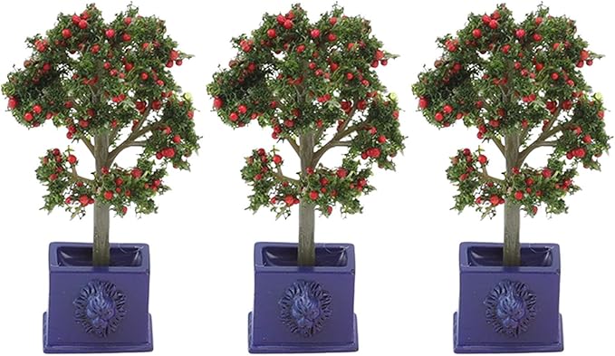 3PCS Mini Dollhouse Plants Model, Portable Dollhouse Plants Artificial Fruit Tree Model for 1/12 Scale Dollhouse Decoration