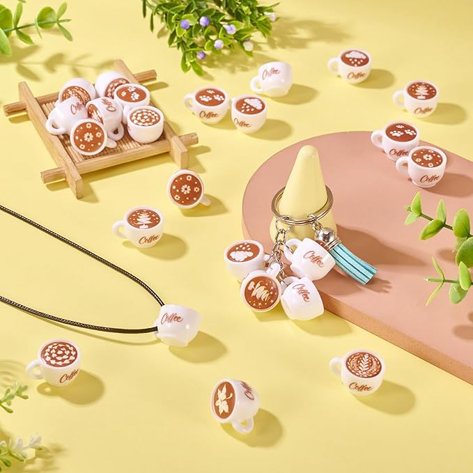Beadthoven 24Pcs Miniature Coffee Cups Sets Resin Dollhouse Accessory Mini Resin Coffee Mug Miniature Food Mini Kitchen Decoration for Micro Landscape Table Party Decor Keychain DIY Jewelry Making