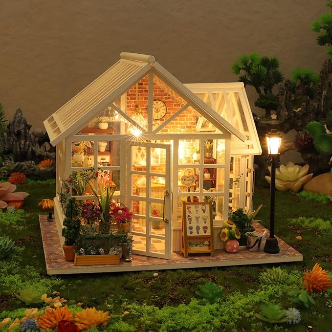 GuDoQi DIY Miniature Dollhouse Kit, Tiny House kit with Music, Miniature House Kit 1:24 Scale, Great Handmade Crafts Gift for Birthday Christmas, Beautiful Flower Shop