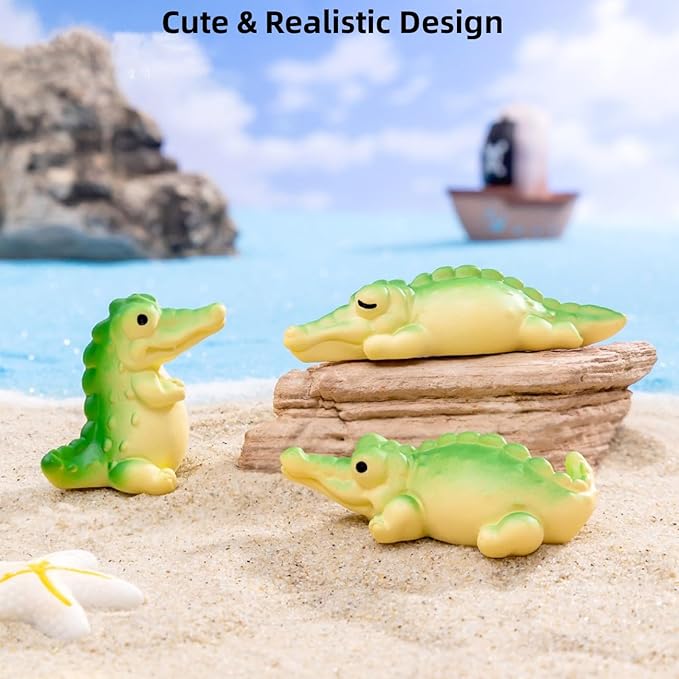 Crocodiles Fairy Garden Accessories, Cute Crocodile Miniature Figurines, Realistic Fairy Garden Kit for Micro Landscape, Party, Terrarium Crafts, Cake Topper, Car Decor, Home Decor, Bonsai Craft, DIY