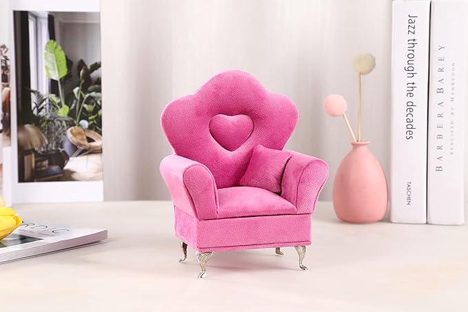 CONCISE Adult Dollhouse Furniture 1/6 1/12 Scale Miniature Velvet Sofa Hidden Jewelry Box for Women 14+ Collectors Ring Earring Necklace Bracelet Trinket Keepsake Storage Diorama Model Kit Display