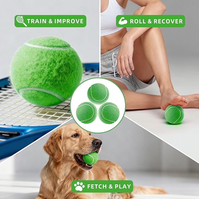 PoyPet 16-Pack Tennis Balls Bulk for Practice,Training and Beginners | Ideal for Dog Fetch,Chew and Play