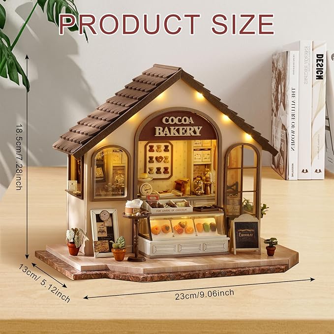 Miniature House Kit, Tiny House Kit with LED Light, DIY Mini House Building Kits for Adults to Building, Unique Gift for Birthday Christmas, Happiness Store