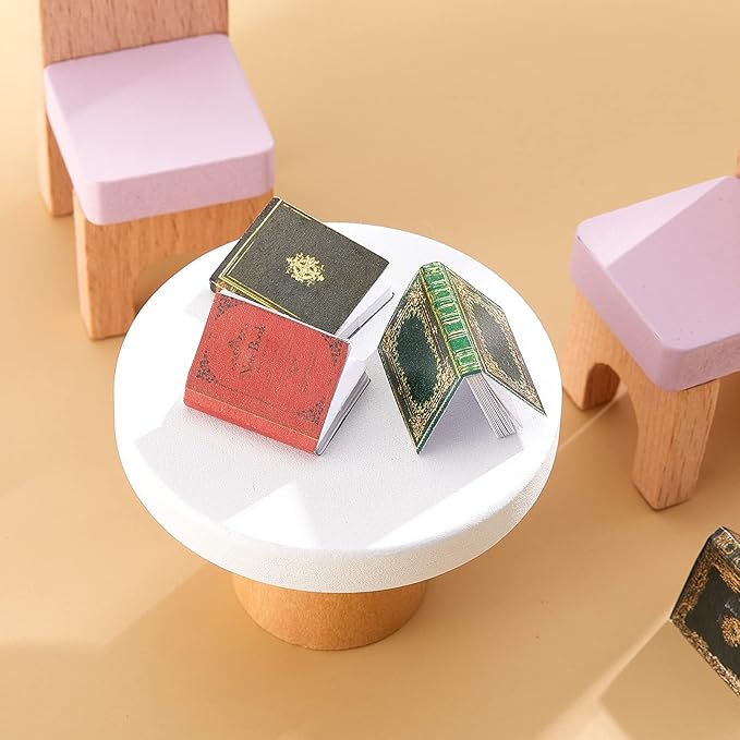 Skylety 24 Pieces 1:12 Scale Miniatures Dollhouse Books Assorted Miniatures Dollhouse Accessories Small Books Decoration Accessories Doll Toy Supplies(Classic Style)