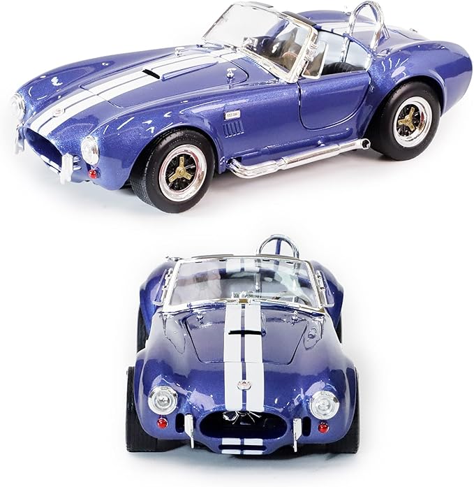 1964 Shelby Cobra 427S/C 1:18 Diecast - 7.0L V8 Semi-Competition | Opening Doors, Steering Linkage, Premium Gift Box | Ages 14+,Blue