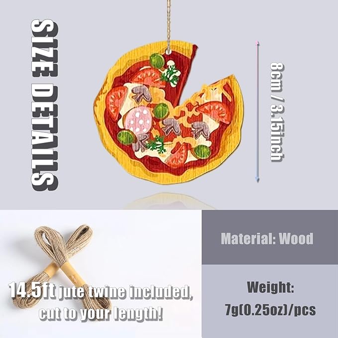13 Pack Pizza Christmas Ornaments Set - Funny Christmas Decorations with Hanging Ropes, Cute Food Ornaments for Xmas Tree, Ideal for Pizza Party & Gifts