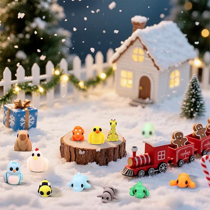 65 PCS 3D Printed Animal Figurines Set, Articulated Animal Figurines,Fidget Toys, Flexible Desk Decor, Party Favor, Gifts for Girls and Boys, Office Desk Pets, School Gifts