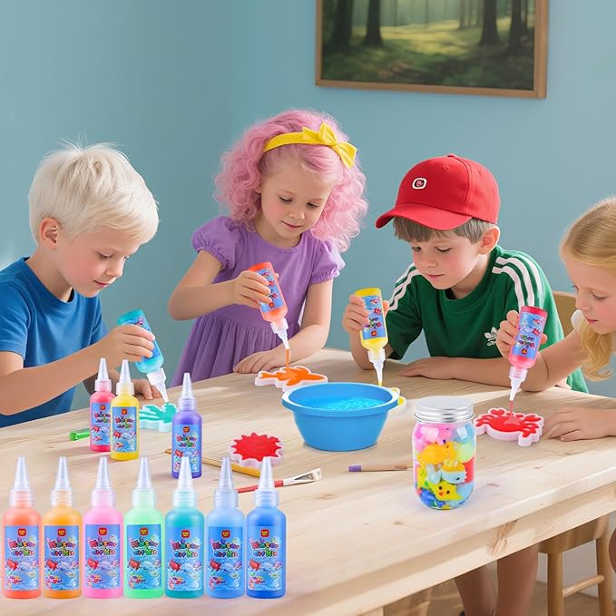 Aibxiu Magic Water Elf Toy Kit, Crafts for Kids Ages 4-8-12, Aqua Fairy Water Gel with 22 Gels, 22 Sea Creature Molds, DIY Craft Kit, Birthday & Party Favors for Kids Ages 3+