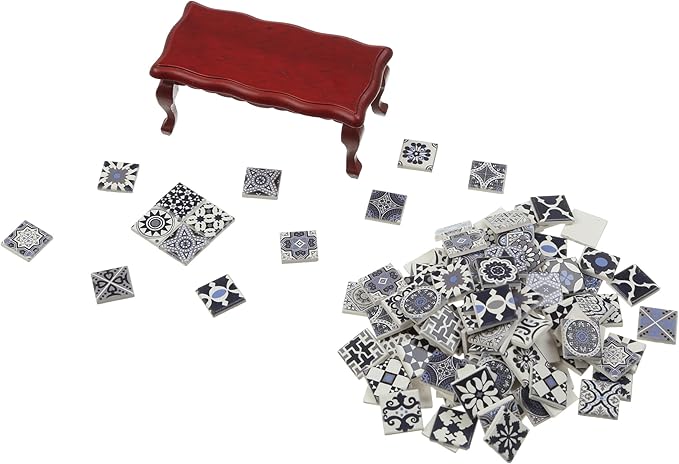 150 pcs, Dollhouse Flooring, 1:12 Scale Doll House Tiles, Miniature Checkerboard Floor, REDUCIO! (Midnight Mosaic)