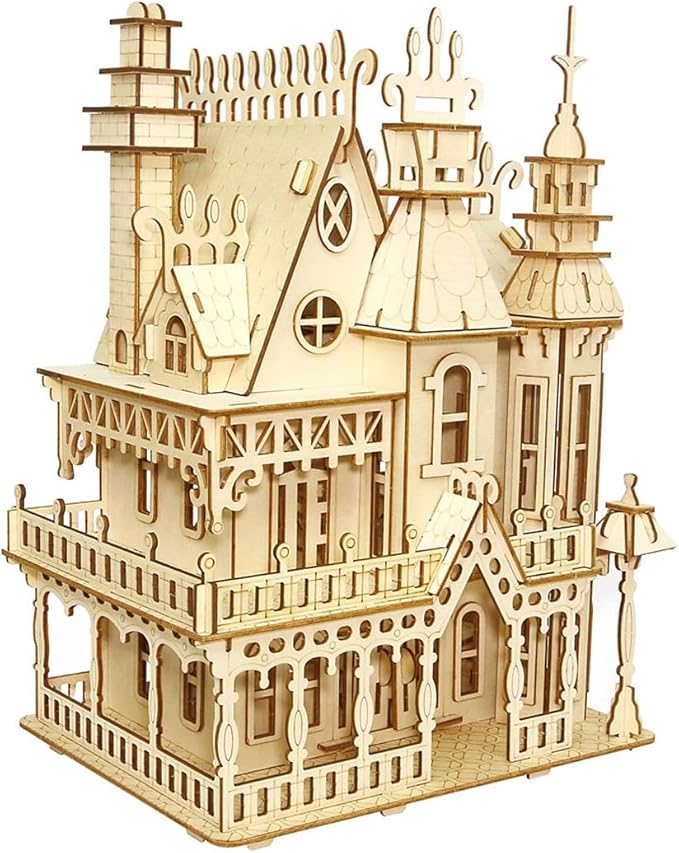 3D Puzzle House, Fantasy Villa Model Kit DIY Miniature Dolls House Kits Birthday Gift for Adults (Fantasy Villa)