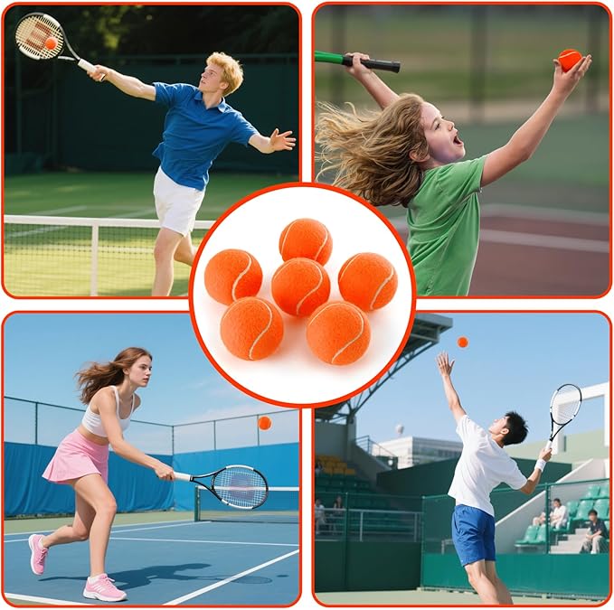 PHOEPET 6-Pack Tennis Balls for Beginner Training Practice- Bulk Dog Balls for Fetch Chew Toys(Orange)