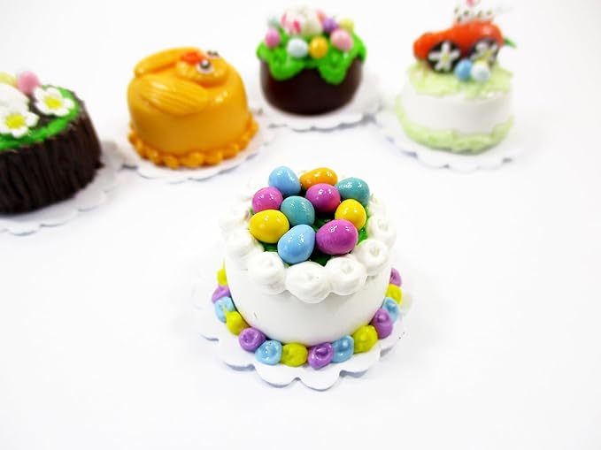 Dollhouse 5 Tiny Easter Cake 1:12 Miniature Decoration Bakery Cake Supply 16921