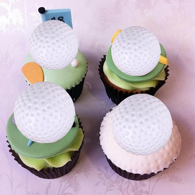 Rsstarxi 12 Pack 3D Golf Cupcake Toppers Golf Theme Party Decorations Golf Ball Cake Toppers Decorations for Sports Golf Theme Baby Shower Kids Birthday Party Cake Decorations