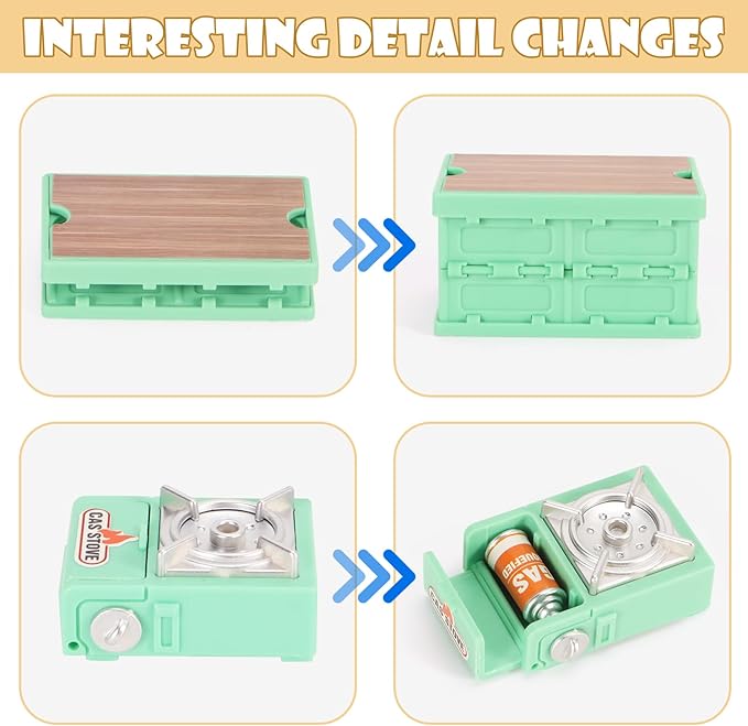 Dollhouse Furniture Set for Kids Toys Miniature Doll House Accessories Pretend Play Toys for Boys Girls & Toddlers Age 3+ with Camping (Green)
