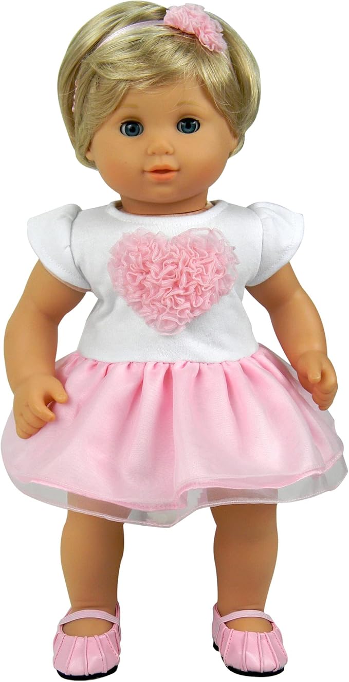 Sophia's Faux-Leather Pleated Dress Shoes with Elastic Straps for 15 Inch Baby Dolls, Light Pink