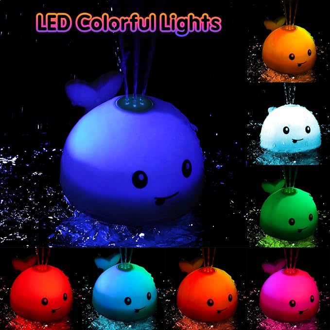 Gigilli Baby Bath Toys, Bath Toys for Kids Ages 1-3, 1 2 3 Year Boy Girl Valentines Gifts for Babies 6-12-18 Months, Light Up Whale Bath Toy Sprinkler Toddler Birthday Bathtub Fountain Pool Water Toy