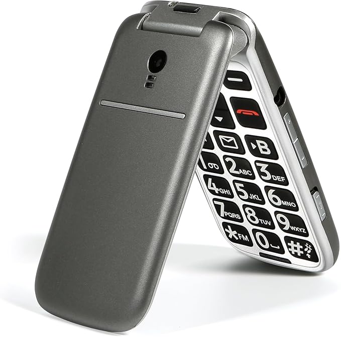 4G Volte Flip Mobile Phones Unlocked for Seniors, Big Buttons Cell Phone for Elderly & Kids, Clear Sound, SOS Button, Convenient USB-C & Charging Dock, Talking Numbers G3 Grey