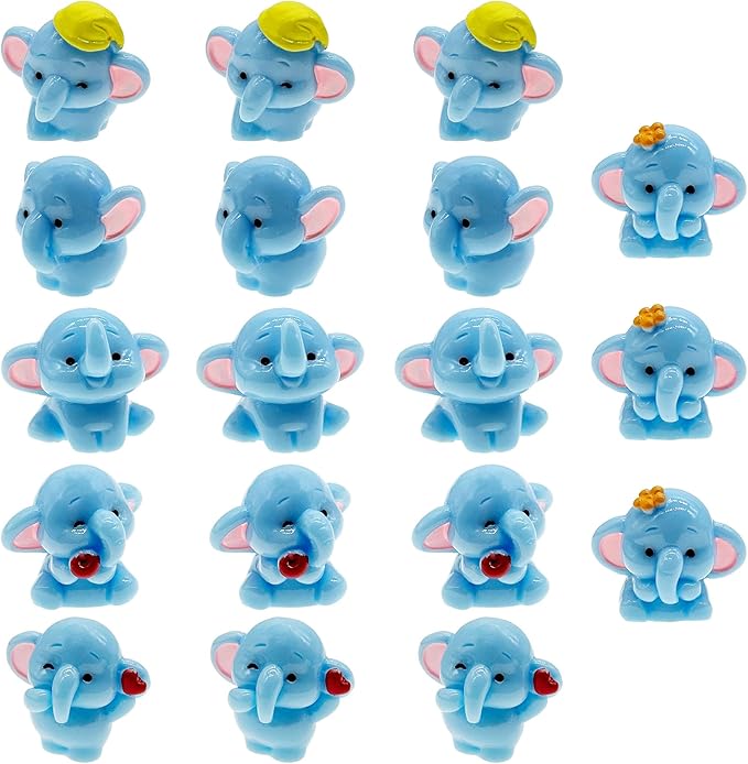 Cayway 18 PCS Miniature Elephant, Mini Elephant Decor Fairy Garden Animals for Plant Pots Bonsai Craft, Micro Landscaping Decoration
