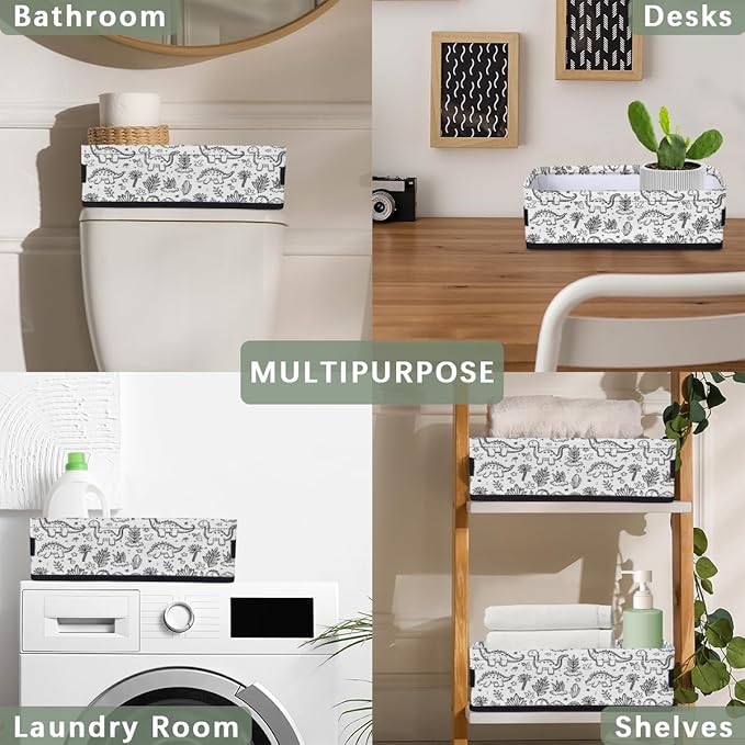 Animal Dinosaurs Bathroom Storage Baskets Waterproof Bathroom Counter Organizer Decorative Toilet Paper Storage Basket for Organizing for Bathroom Living Room Decor
