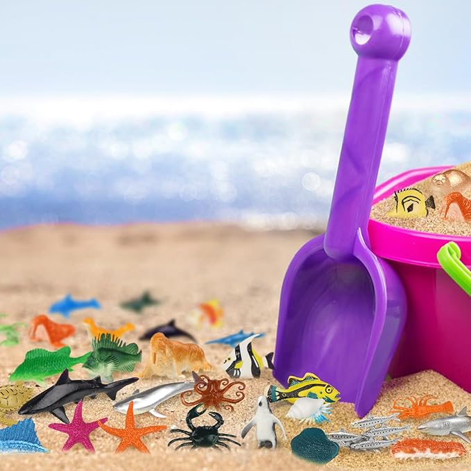 54 Pack Assorted Mini Vinyl Plastic Ocean Sea Animal Figures Toy Set, Realistic Under The Sea Life Figure Bath Gift for Child Educational Kids Party Cake Cupcake Topper