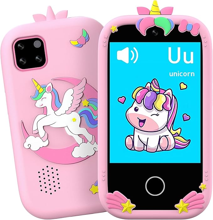 BEBESIRI Kids Camera Mini Smartphone Toy for Girls, 2.8" Touch Screen, 22 Learning Games, Dual Camera, Music Player, 32GB Card | Educational Gift for Christmas & Birthday (Cherry Pink)