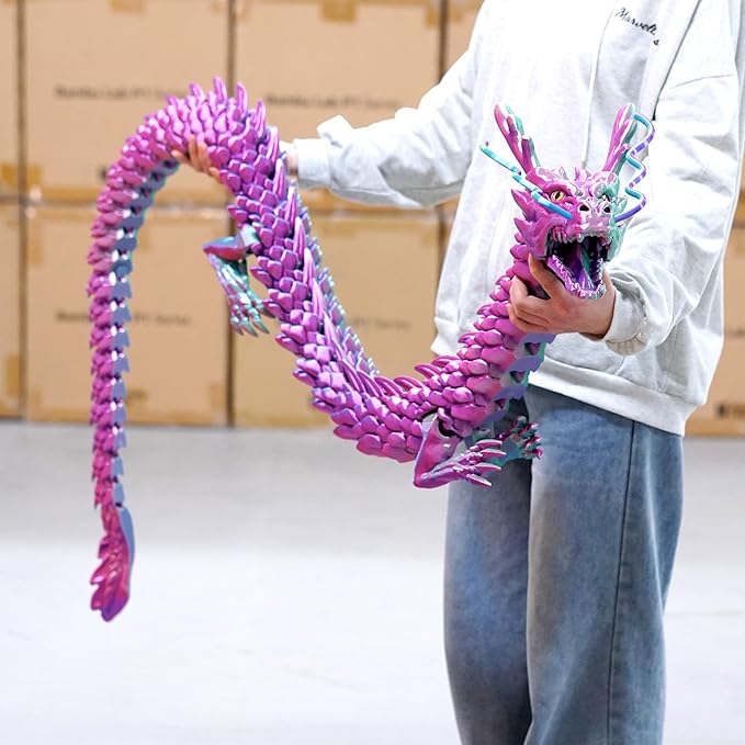79inch Huge Dragon,Super Large 3D Printed Dragon Model,Movable Mouth,Flexible Joint Animals lacertid Figurines, Stress Relief Toys, Fidget restlessness, ADHD Toys, Surprise Fantasy Gifts